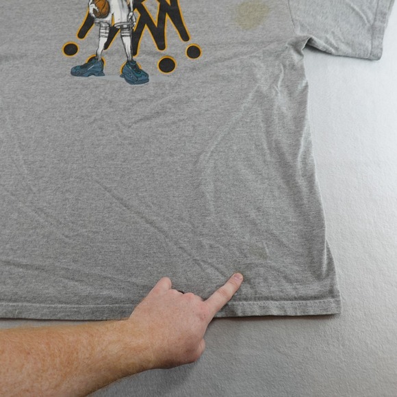 Adidas Shirt Mens XL Gray Basketball Logo Graphic Y2K 00s Flaws - Picture 12 of 14